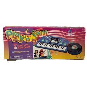 Vtg Radio Shack Play ‘n and Jam Mic Disc Drum LCD Screen Keyboard OVP New